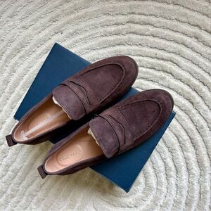 Cole Haan Women’s Stassi Penny Loafers in Dark Brown Suede